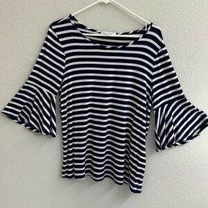 Navy and White Striped Cotton Top